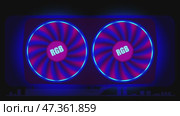Video graphics card with rotating cooling fans. Стоковая анимация, аниматор Vladislav_v / Фотобанк Лори