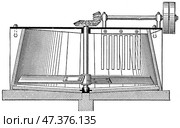 Mash tun for smaller breweries. Publication of the "Meyers encyclopedia", Vol. 7, Leipzig, Germany, 1910. Стоковое фото, фотограф Sergey Kohl / Фотобанк Лори