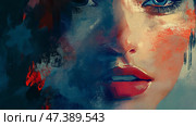 Stunning portrait of a woman with vibrant colors and expressive brushstrokes. Стоковое AI-изображение, AI-художник Михаил Коханчиков / Фотобанк Лори