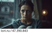 Грустная женщина. Стоковое AI-изображение, AI-художник Анна Рогалева / Фотобанк Лори