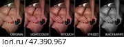 Perfect woman skin body on massaging before and after retouching by photo editors. Before and after soft skin processing image, edited photos being compared. Photo editors concept. Copy ad text space. Стоковое фото, фотограф Aleksandr Golubev / Фотобанк Лори
