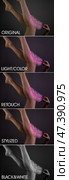 Beauty woman legs model before and after retouching. Before and after skin processing in photo editor, collage set pictures. Edited photos being compared. Photo editors concept. Copy ad text space. Стоковое фото, фотограф Aleksandr Golubev / Фотобанк Лори
