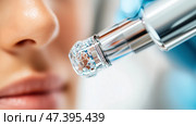 Microneedling treatment at a skincare clinic enhancing facial rejuvenation and skin texture. Стоковое AI-изображение, AI-художник Сергей Толмачёв / Фотобанк Лори