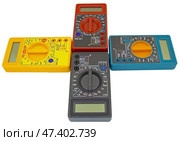 Цифровые мультиметры на белом фоне. Digital  multimeters on a white background. Стоковое фото, фотограф Татьяна Д / Фотобанк Лори