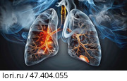 Understanding the Impact of Smoking on Lung Health Through Visualization and Anatomy Exploration. Стоковое AI-видео, аниматор Оксана Медведева / Фотобанк Лори