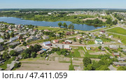 Aerial view Russian small town. Belarus. Voronovo. Стоковое фото, фотограф Mikhail Davidovich / Фотобанк Лори