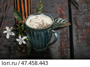 Delicous Raf coffee with lavender. Стоковое фото, фотограф Андрей Старостин / Фотобанк Лори