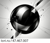 Черно белый глянцевый шар вдребезги. Стоковое AI-изображение, AI-художник Ворошилова Евгения / Фотобанк Лори