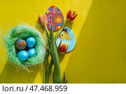 Пасхальный натюрморт с местом под текст. Стоковое фото, фотограф Нелли Тумакова / Фотобанк Лори