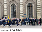 STOCKHOLM, SWEDEN - APRIL 30, 2018: The celebration of King Carl XVI Gustaf 72 years old, at the Royal Palace in Stockholm. Редакционное фото, фотограф Сергей Комаров / Фотобанк Лори
