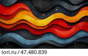 Abstract Colorful Waves Pattern, Striated Warm to Cool Layers , backdrop, card, poster. Стоковое AI-изображение, AI-художник Данила Большаков / Фотобанк Лори