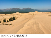 Desert surrounded by forest and mountains. Стоковое фото, фотограф Екатерина Якименко / Фотобанк Лори