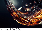 Буря виски в бокале на черном фоне. Стоковое AI-изображение, AI-художник Александр Жуков / Фотобанк Лори