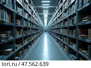 Ряды металлических шкафов в архиве. Стоковое AI-изображение, AI-художник Анна Рогалева / Фотобанк Лори