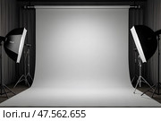 Белый фотофон в фотостудии. Стоковое AI-изображение, AI-художник Анна Рогалева / Фотобанк Лори
