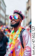 Rainbow Revelry: A Gleeful Portrait. Стоковое AI-изображение, AI-художник Данила Большаков / Фотобанк Лори
