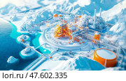 Arctic Industrial Complex: A Frozen Frontier. Стоковое AI-изображение, AI-художник Данила Большаков / Фотобанк Лори
