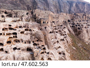 Rock-hewn caves of ancient monastic complex of Vardzia. Стоковое фото, фотограф Яков Филимонов / Фотобанк Лори