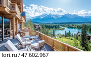 Mountaintop Retreat: Deck Panorama. Стоковое AI-изображение, AI-художник Данила Большаков / Фотобанк Лори