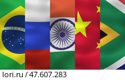 Flags of the BRICS countries (Brazil, Russia, India, China, South Africa) Стоковая анимация, аниматор Семён Прудий / Фотобанк Лори