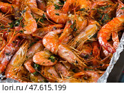 Baked shrimps with herbs. Стоковое фото, фотограф Яков Филимонов / Фотобанк Лори