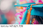 Concept: Academic Achievement; Holiday: Graduation; The symbolic cap and tassel representing academic achievement and culmination of education. Стоковое AI-изображение, AI-художник Данила Большаков / Фотобанк Лори