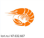 Силуэт креветки в оранжевом стиле. Стоковое AI-изображение, AI-художник Александр Жуков / Фотобанк Лори
