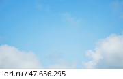 Blue sky with soft clouds natural daylight background for design banner template clean peaceful open air weather concept. Стоковое фото, фотограф Павел Муравьев / Фотобанк Лори