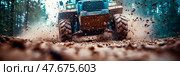 Monster Truck Mayhem: A Mud-Splattered Scene of Off-Roading Adventure. Стоковое AI-изображение, AI-художник Данила Большаков / Фотобанк Лори