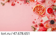 Sweet Treat Temptations: A Whimsical Food Still Life on Pink. Стоковое AI-изображение, AI-художник Данила Большаков / Фотобанк Лори
