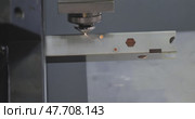 CNC Laser and gas cutting of metal, modern industrial technology. Стоковое видео, видеограф Андрей Армягов / Фотобанк Лори
