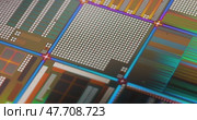 Silicon semiconductor wafer close-up. In electronics, a wafer also called a slice or substrate is a thin slice of semiconductor, a crystalline silicon, used for the fabrication of integrated circuits. Стоковое видео, видеограф Андрей Армягов / Фотобанк Лори