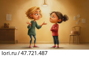 Animated quarrel between mother and daughter. Стоковое AI-видео, аниматор Юрий Поздников / Фотобанк Лори