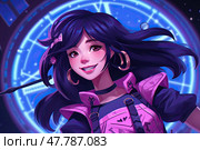 Enchanting Spellcaster: A Girl With Long Black Hair and a Mysterious Wand. Стоковое AI-изображение, AI-художник Данила Большаков / Фотобанк Лори