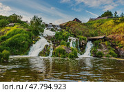 Beautiful rural landscape with waterfall. Стоковое фото, фотограф Сергей Завьялов / Фотобанк Лори