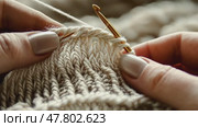 Focused craftsmanship: intricate crochet sequence with skillful needlework closeup. Стоковое AI-видео, аниматор Sabyna75 / Фотобанк Лори