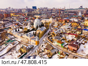 Aerial view of Voronezh historic district with Alekseev-Akatov Monastery. Стоковое фото, фотограф Яков Филимонов / Фотобанк Лори