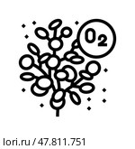 plant releasing oxygen line icon vector illustration. Стоковая иллюстрация, иллюстратор Vectorwin / Фотобанк Лори