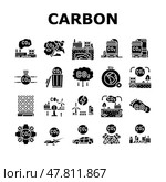 carbon capture co2 storage icons set vector. Стоковая иллюстрация, иллюстратор Vectorwin / Фотобанк Лори