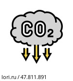 emission reduction carbon color icon vector illustration. Стоковая иллюстрация, иллюстратор Vectorwin / Фотобанк Лори