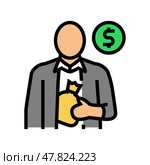 embezzlement money business cash color icon vector illustration. Стоковая иллюстрация, иллюстратор Vectorwin / Фотобанк Лори