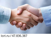 Рукопожатие двух мужчин. Стоковое AI-изображение, AI-художник Щеголева Ольга / Фотобанк Лори