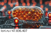 Explore innovative cellular technology in a futuristic laboratory environment with glowing elements. Стоковое AI-видео, аниматор Климов Денис / Фотобанк Лори