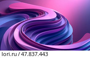 Dynamic abstract artwork of intertwined swirling ribbons in vibrant purples pinks and blues. Стоковое AI-изображение, AI-художник Андрей Бакусов / Фотобанк Лори