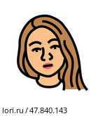 indifference woman expression color icon vector illustration. Стоковая иллюстрация, иллюстратор Vectorwin / Фотобанк Лори