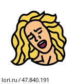 euphoria woman expression color icon vector illustration. Стоковая иллюстрация, иллюстратор Vectorwin / Фотобанк Лори