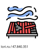 damaged roof hurricane disaster color icon vector illustration. Стоковая иллюстрация, иллюстратор Vectorwin / Фотобанк Лори