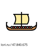longship ancient ship color icon vector illustration. Стоковая иллюстрация, иллюстратор Vectorwin / Фотобанк Лори