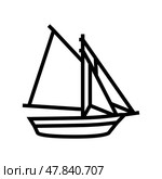sloop ancient ship line icon vector illustration. Стоковая иллюстрация, иллюстратор Vectorwin / Фотобанк Лори