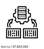 container orchestration data center line icon vector illustration. Стоковая иллюстрация, иллюстратор Vectorwin / Фотобанк Лори
